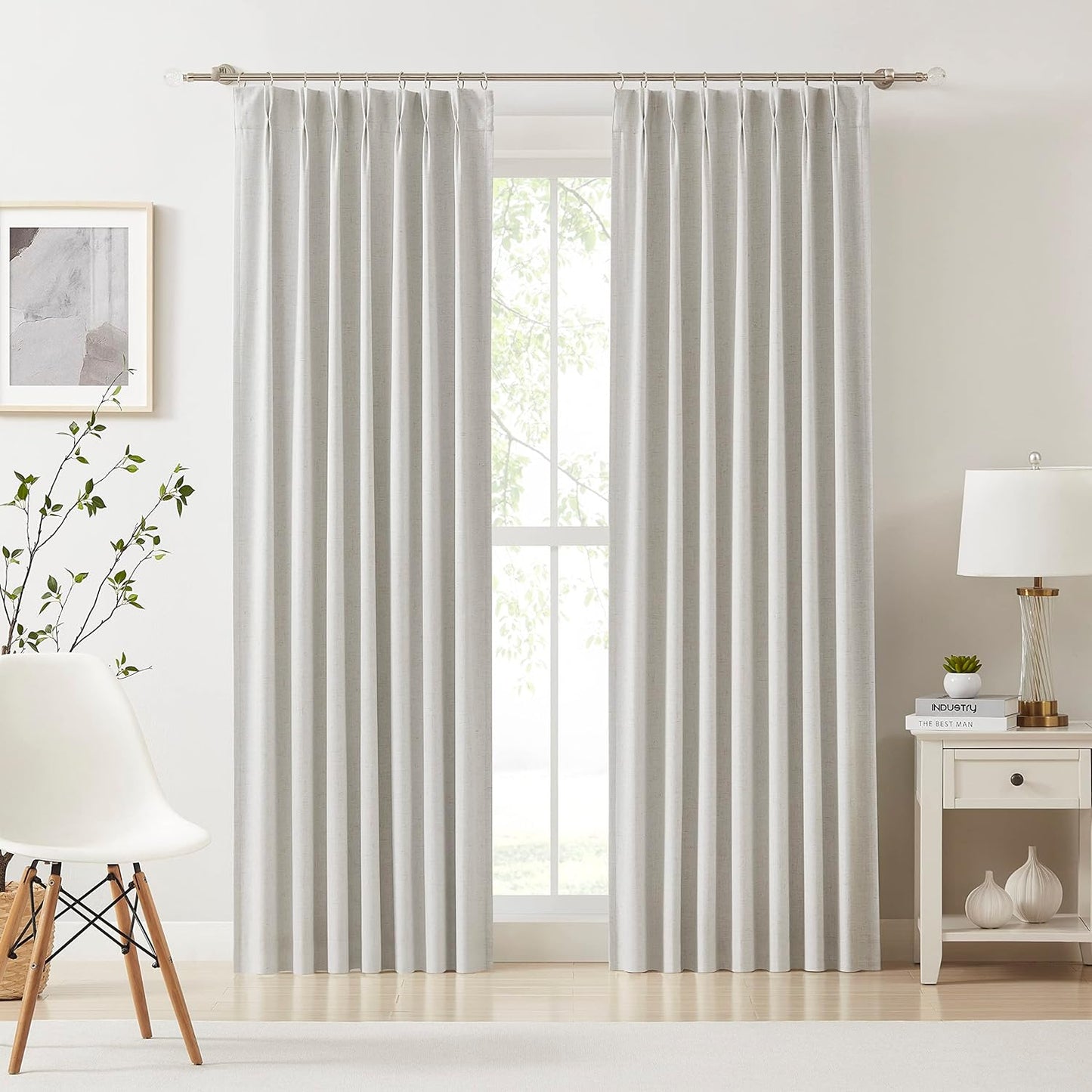 Kayne Studio Blended Linen Pinch Pleat Blackout Curtains 84 Inch Long for Living Room Bedroom,Thermal Insulated Window Treatments Pleated Drapes for Track with 9 Hooks,40"X84",Dark Linen,1 Panel  Kayne Studio Natural 40"X72"X1 
