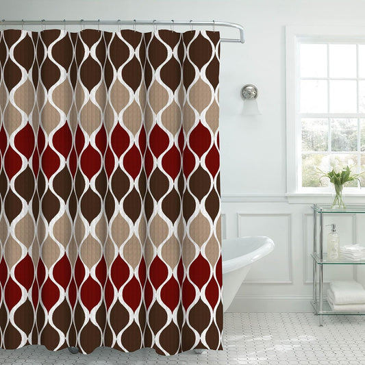 Creative Home Ideas – Textured Clarisse Shower Curtain Set | Set of 1 Shower Curtain & 12 Metal Hooks | Rust Resistant | 100% Polyester | Machine Washable | Measures 70” X 72” | Espresso