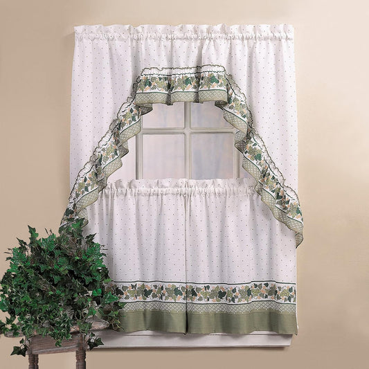 CHF & You Cottage Ivy Country Curtain Tier and Swag Set, Multi, 56-Inch X 36-Inch  CHMJE Multi Color 56 In X 36 In 