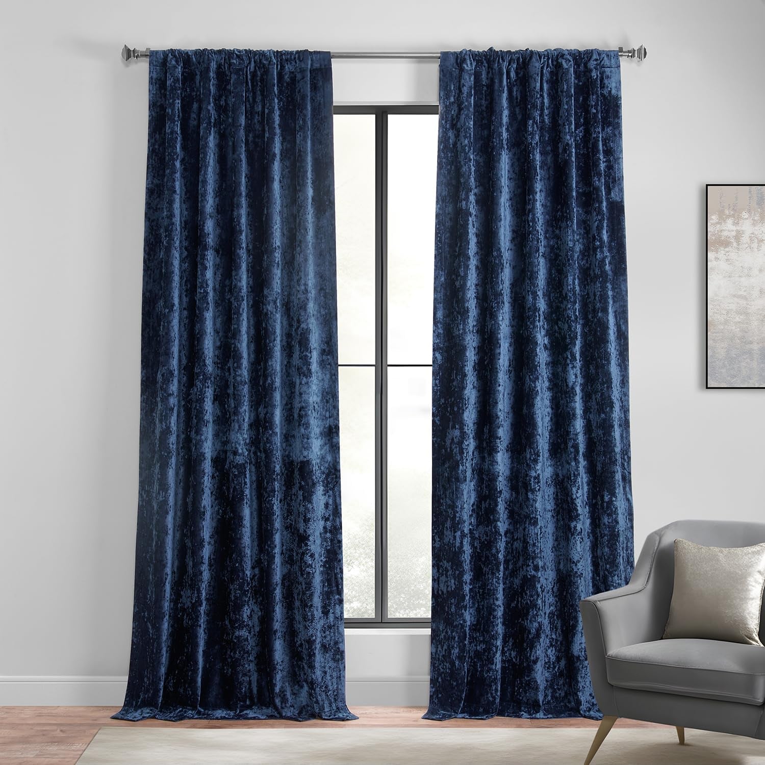HPD Half Price Drapes Lush Crush Velvet Curtains - Room Darkening Curtain 96 Inches Long for Bedroom & Living Room, Luxury Look, Rod Pocket Design, (1 Panel), 50W X 96L, Taupe  Exclusive Fabrics & Furnishings Sapphire Blue 50W X 108L 