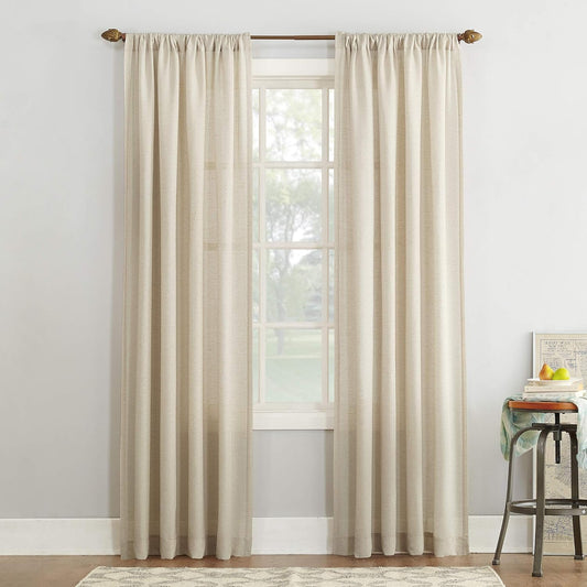 No. 918 Amalfi Linen Blend Textured Semi-Sheer Rod Pocket Curtain Panel, 54" X 84", Ivory  No. 918 Red 54 In X 95 In Panel 
