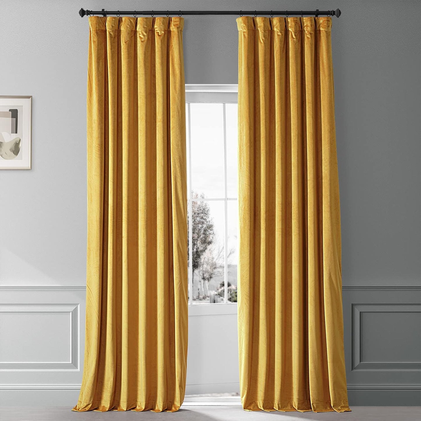 HPD HALF PRICE DRAPES Blackout Solid Thermal Insulated Window Curtain 50 X 96 Signature Plush Velvet Curtains for Bedroom & Living Room (1 Panel), VPYC-SBO198593-96, Diva Cream  Exclusive Fabrics & Furnishings Sophomore Gold 50 X 108 
