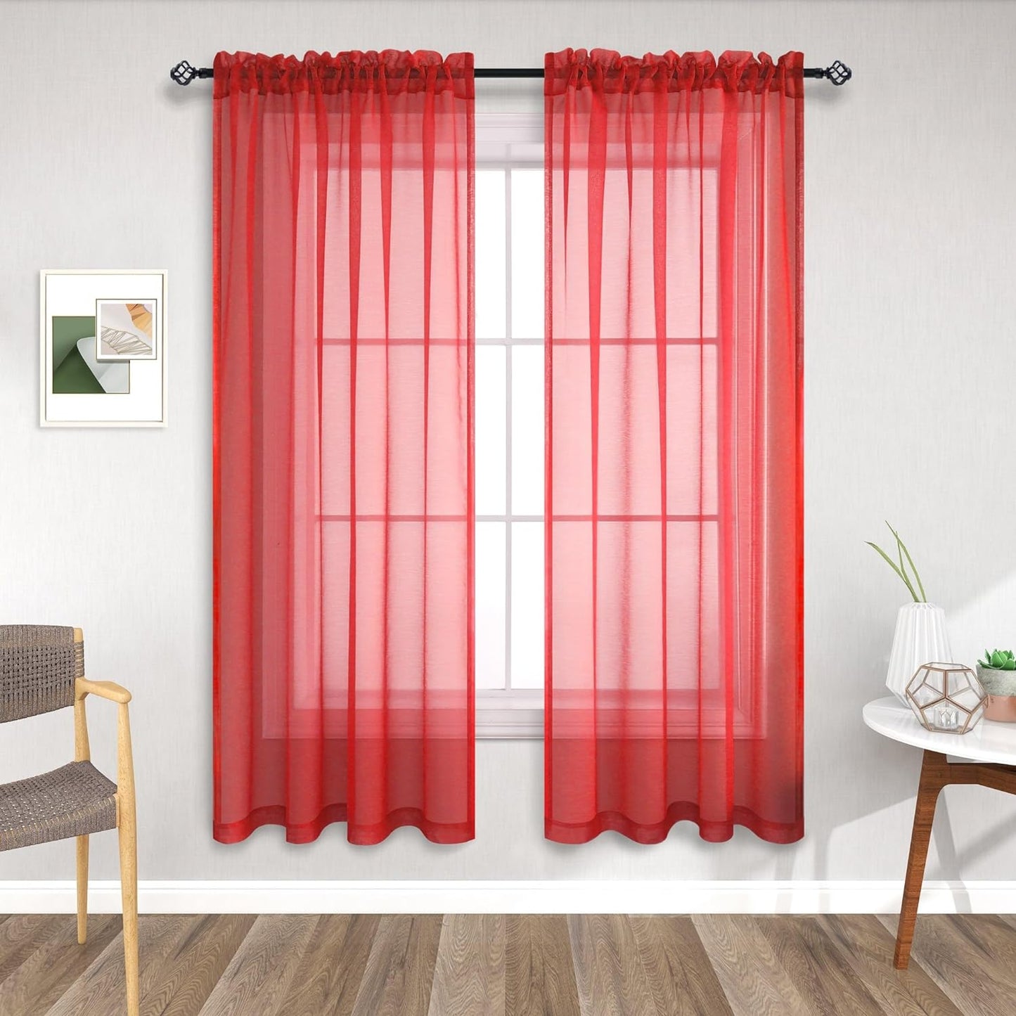 Terracotta Curtains 84 Inch Length for Living Room 2 Panel Sets Rod Pocket Sheer Curtains for Living Room Rust Burnt Orange Red  PITALK TEXTILE Red 52X63 
