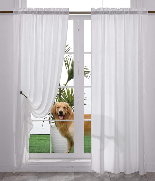 Yancorp Non-See-Through Velvet Opaque Privacy Curtains 2 Panels Drapes for Living Room Bedroom Doorway Divider Semi Sheer Curtain Kithen Window Panels (White, W52 Xl84)  Yancorp White W52" X L63" 