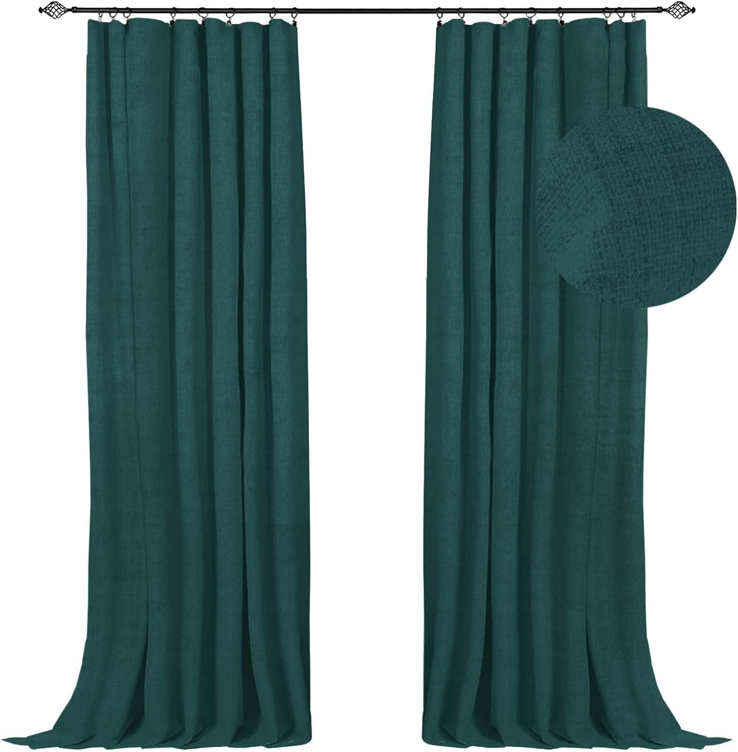 100% Blackout Shield Blackout Curtains for Bedroom 84 Inch Length 2 Panels Set, Clip Rings/Rod Pocket Faux Linen Blackout Curtains, Thermal Insulated Curtains for Living Room, Beige, 50Wx84L  100% Blackout Shield 17 Hunter Green 50''W X 108''L 