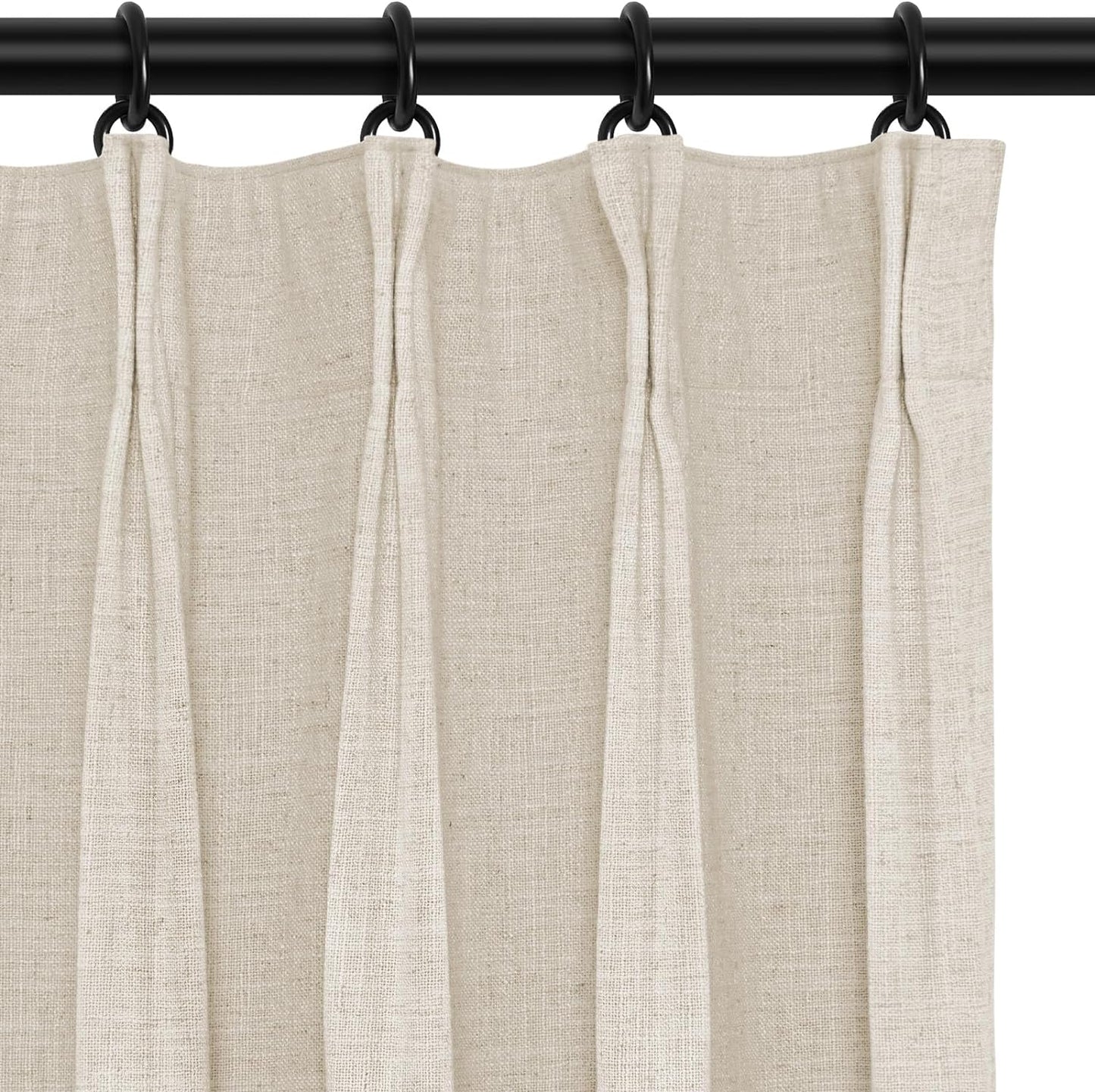 INOVADAY 100% Blackout Curtains for Bedroom, Pinch Pleated Linen Blackout Curtains 96 Inch Length 2 Panels Set, Thermal Room Darkening Linen Curtain Drapes for Living Room, W40 X L96,Beige White  INOVADAY Sand Beige 40"W X 84"L-2 Panels 