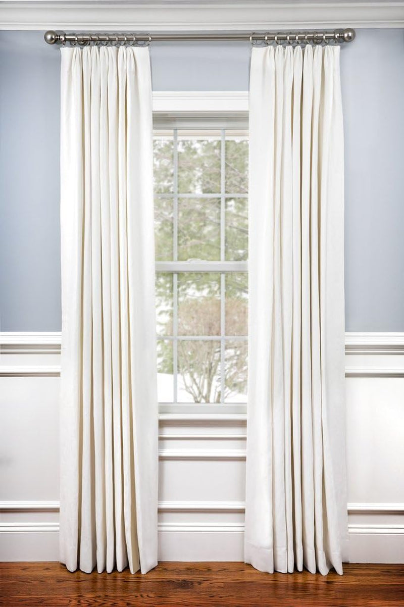 Silk N Drapes and More 100% Linen Pinch Pleated Lined Window Curtain Panel Drape (White, 27" W X 96" L)  imported White 27 In X 84 In (W X L) 