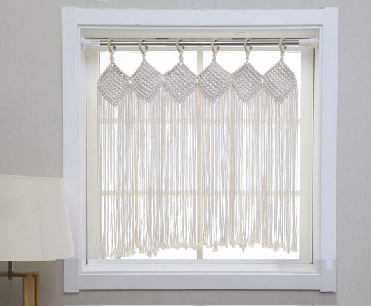 Macrame Curtains/Woven Window Valance/Bohemian Decoration for Apartment Dorm Room Living Room Kitchen Bathroom