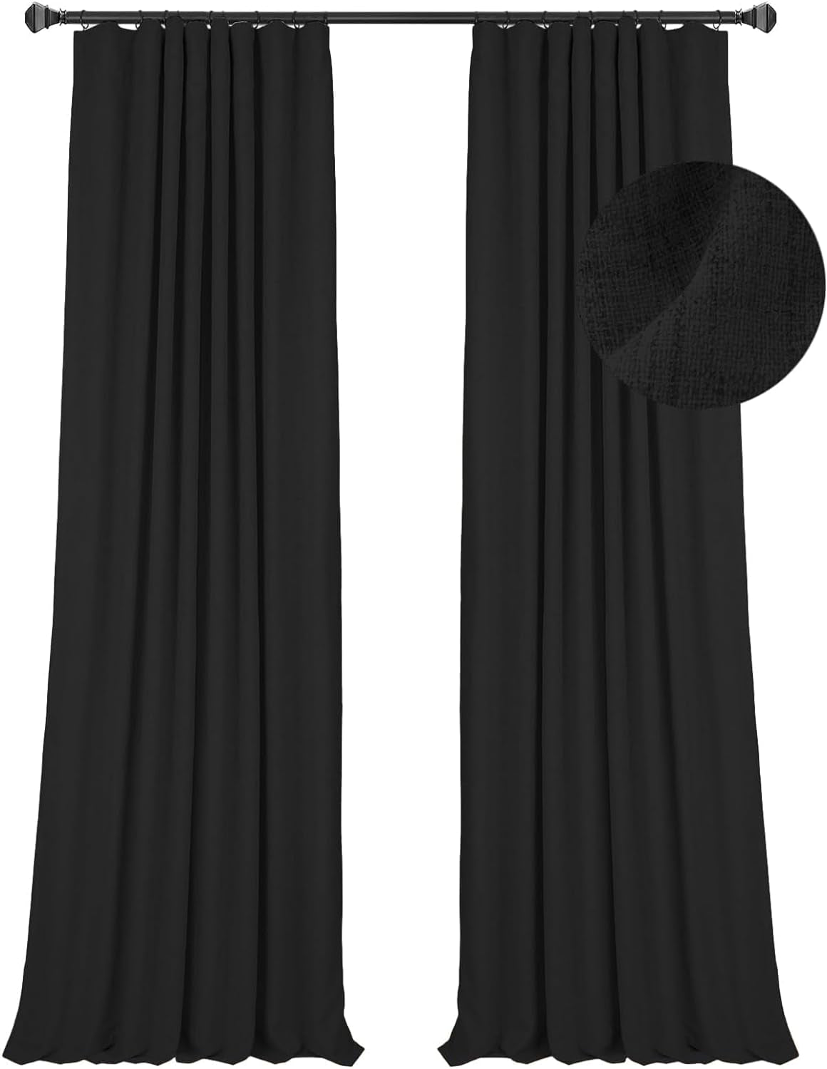 Zeerobee 100% Black Out Curtains for Bedroom Windows 84 Linen Blackout Curtains 84 Inch Length 2 Panels Set, Thermal Insulated Black Out Curtains & Drapes, W50 X L84, Beige  zeerobee 26 Black 50"W X 108"L 