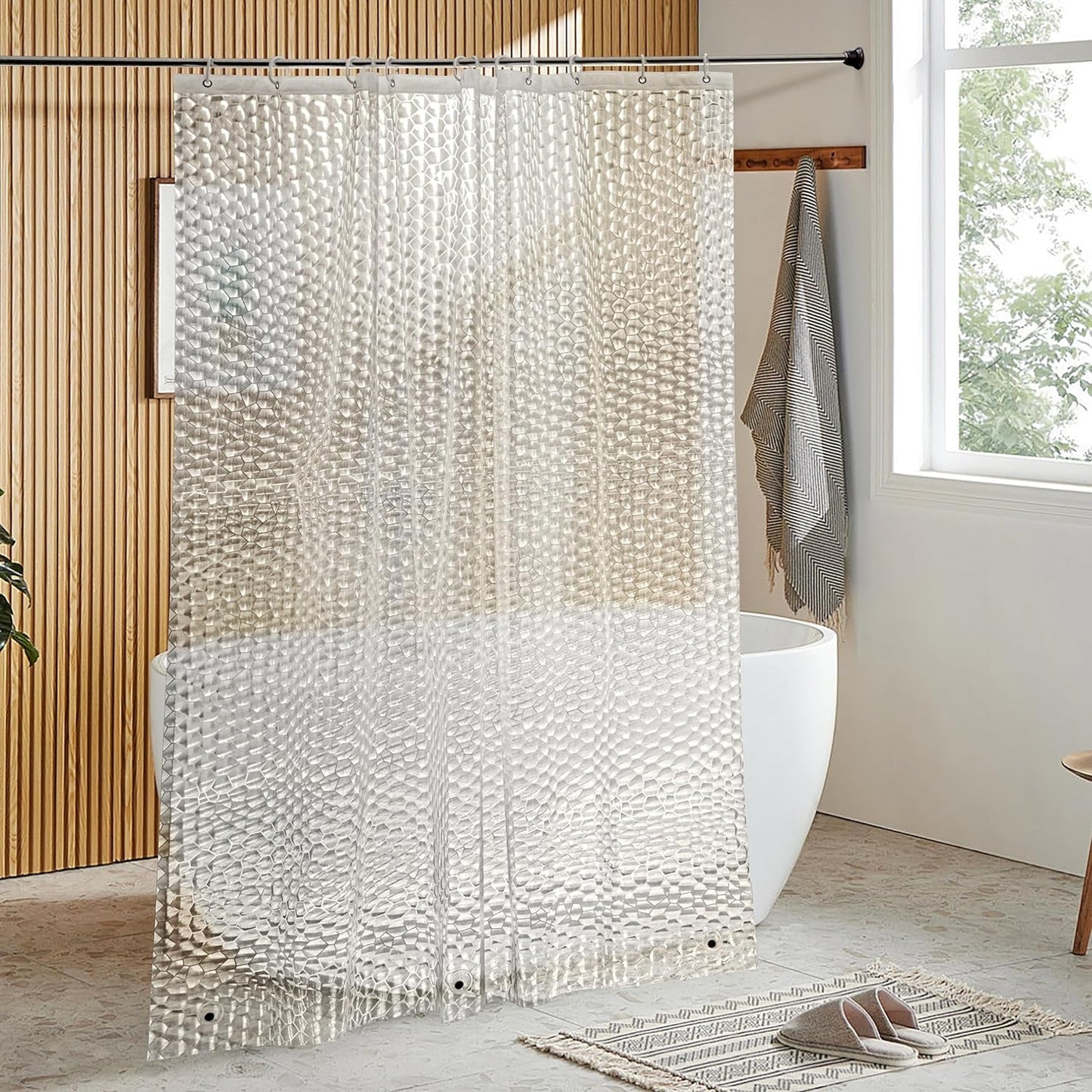 NTBAY EVA Clear Shower Curtain with Water Cube, Water-Repellent Liner with 3 Magnets for Bathroom, 72X72 Inches