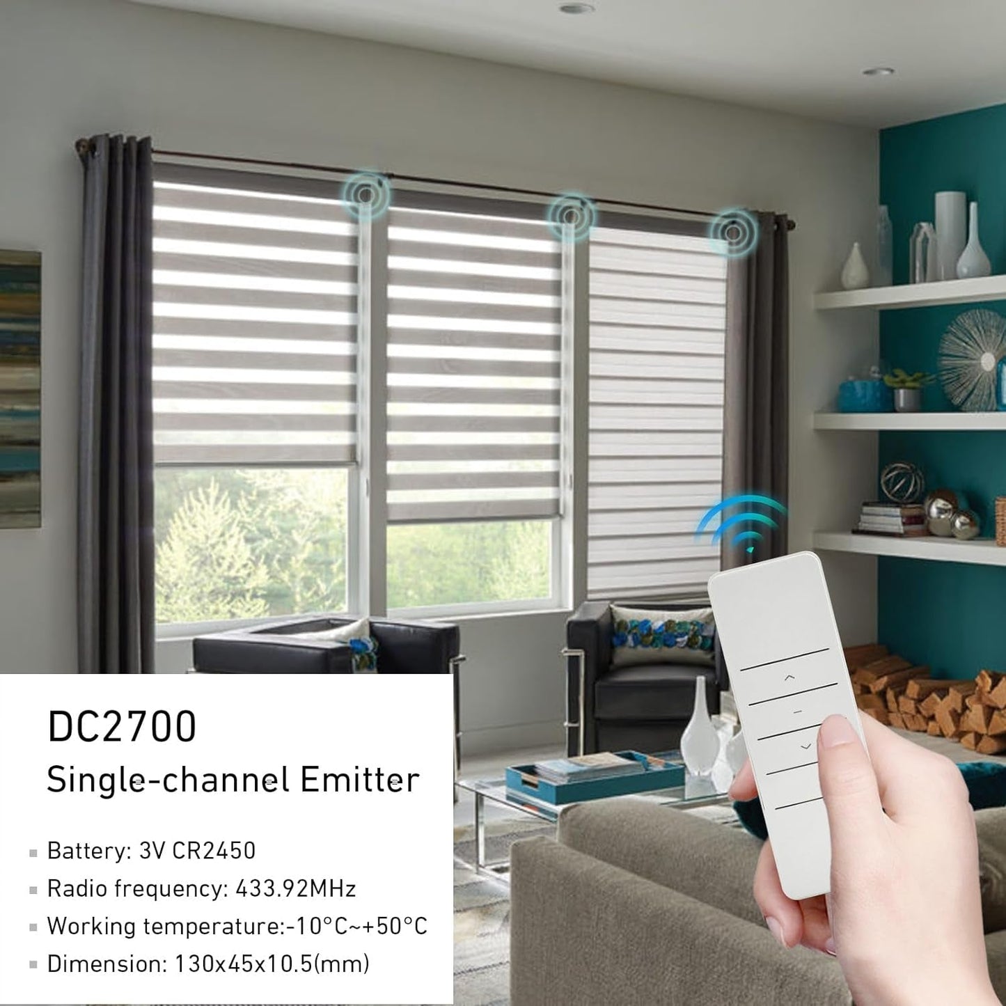 DM25CE 1.5N 12V Roller Shade Motor Power with External Lithium Battery-No Wiring, Wireless App or Timer Control, Add Blinds Motor Compatible with Alexa, Google Home