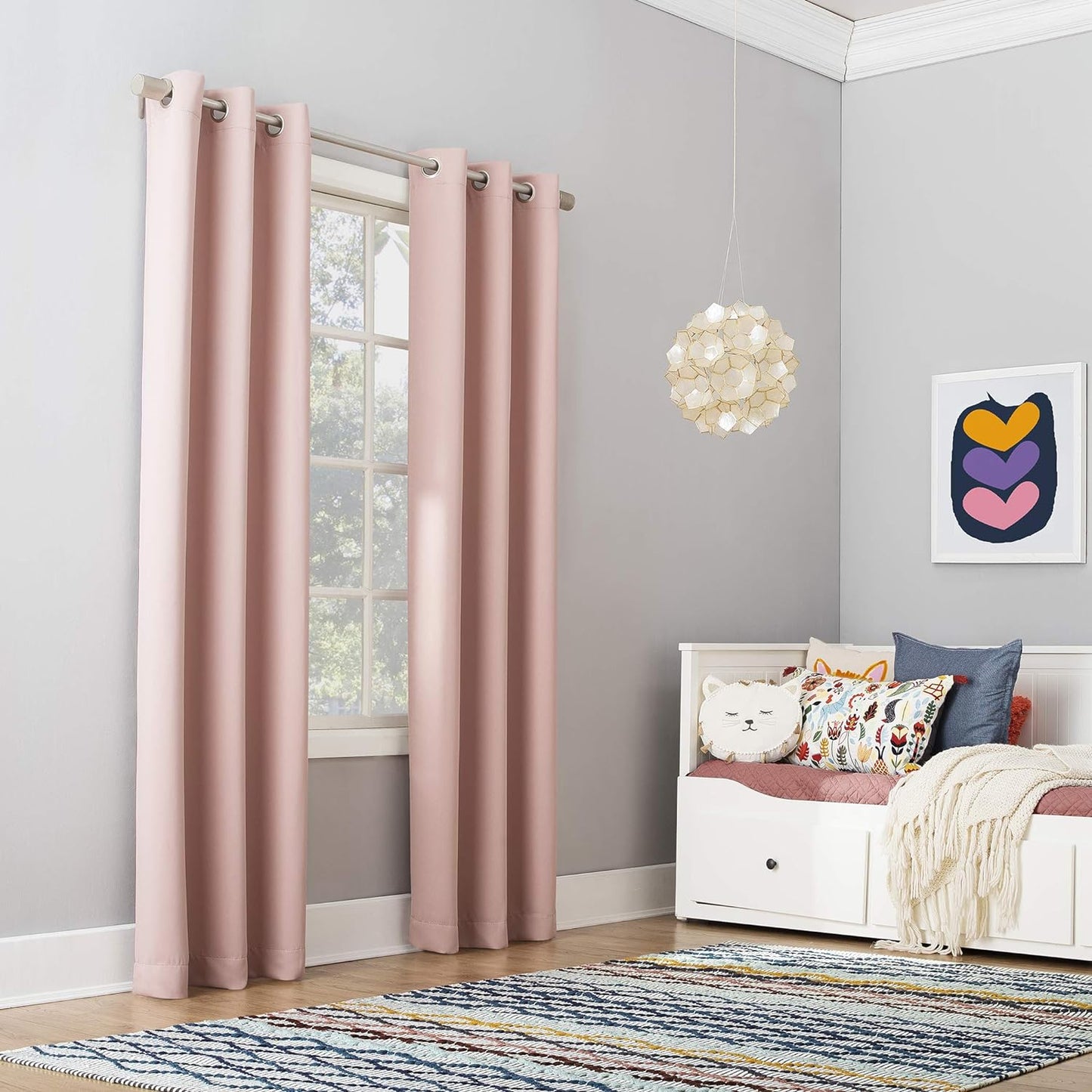 Sun Zero Riley Kids Bedroom Blackout Grommet Curtain Panel, 40" X 84", Purple  Sun Zero Blush Pink 40" X 84" 