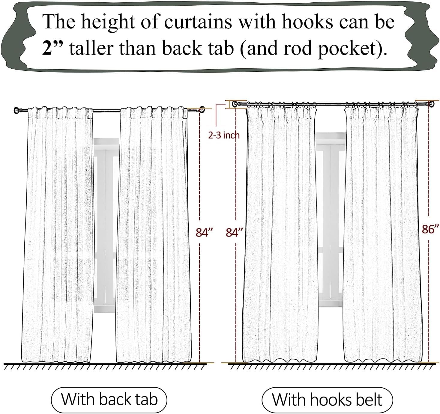 Ftinala Linen Curtains 96 Inches Long Tan Sheer Curtains 96 Inch Pinch Pleated Curtains with Hooks for Track System Light Filtering Curtains Living Room Drapes Cream Beige | Back Tab & Pocket  Ftinala   