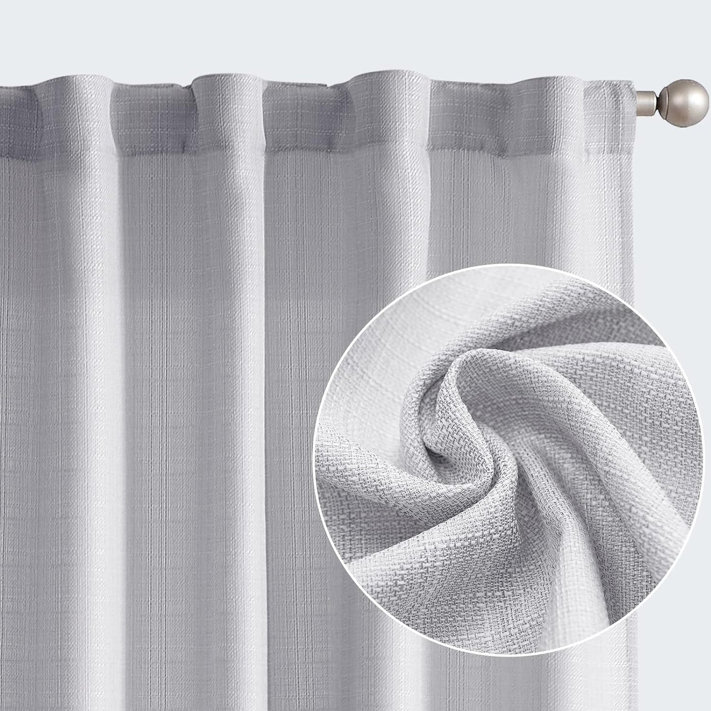 COLLACT White Linen Textured Curtains 84 Inch Length 2 Panels for Living Room Casual Weave Light Filtering Semi Sheer Curtains & Drapes for Bedroom Grommet Top Window Treatments, W38 X L84, White  COLLACT Rod Pocket | Heathered Grey W38 X L96 