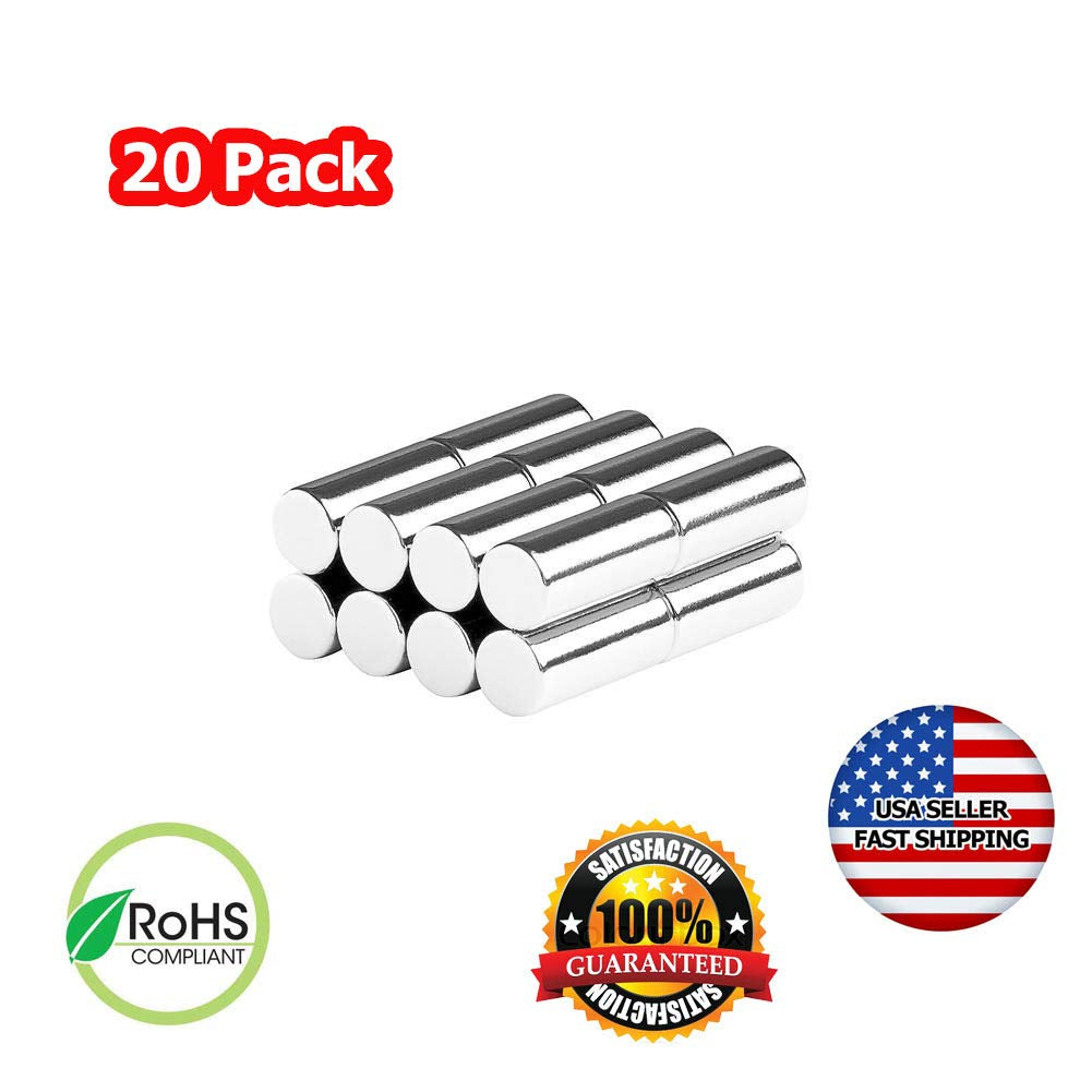 Cylinder Rod Magnets 1/4X1/2 - Magnetic Pins Tacks Sticks Holder Lifter Fastener 6X12Mm Magnet N48 (20 Pack)