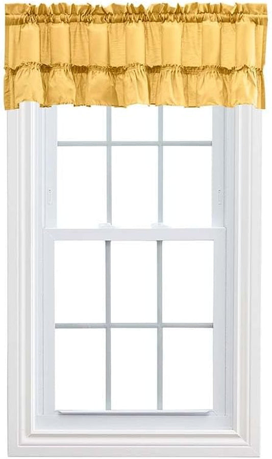 Ellis Stacey 1.5" Rod Pocket Fabric Solid Color Window Ruffled Filler Valance 54"X13" Yellow