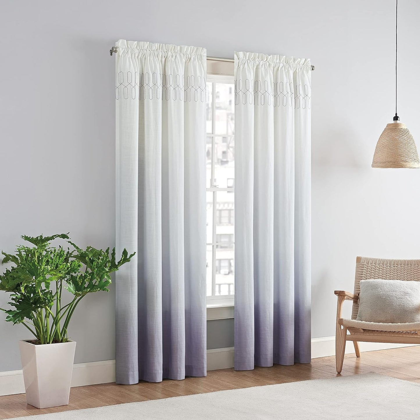 Vue Arashi Modern Boho Decorative Ombre Rod Pocket Window Curtain for Living Room (1 Panel), 52 in X 63 In, Grey  Keeco LLC Lilac 52 In X 84 In 