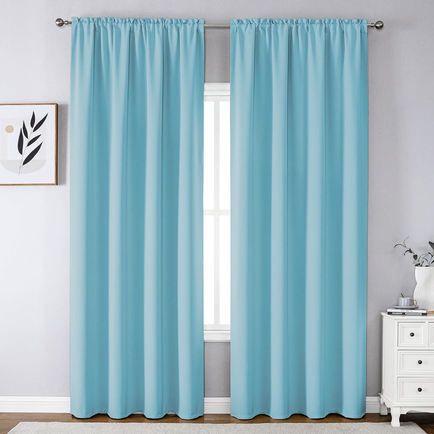 CUCRAF Blackout Curtains 84 Inches Long for Living Room, Light Beige Room Darkening Window Curtain Panels, Rod Pocket Thermal Insulated Solid Drapes for Bedroom, 52X84 Inch, Set of 2 Panels  CUCRAF Light Blue 52W X 95L Inch 2 Panels 