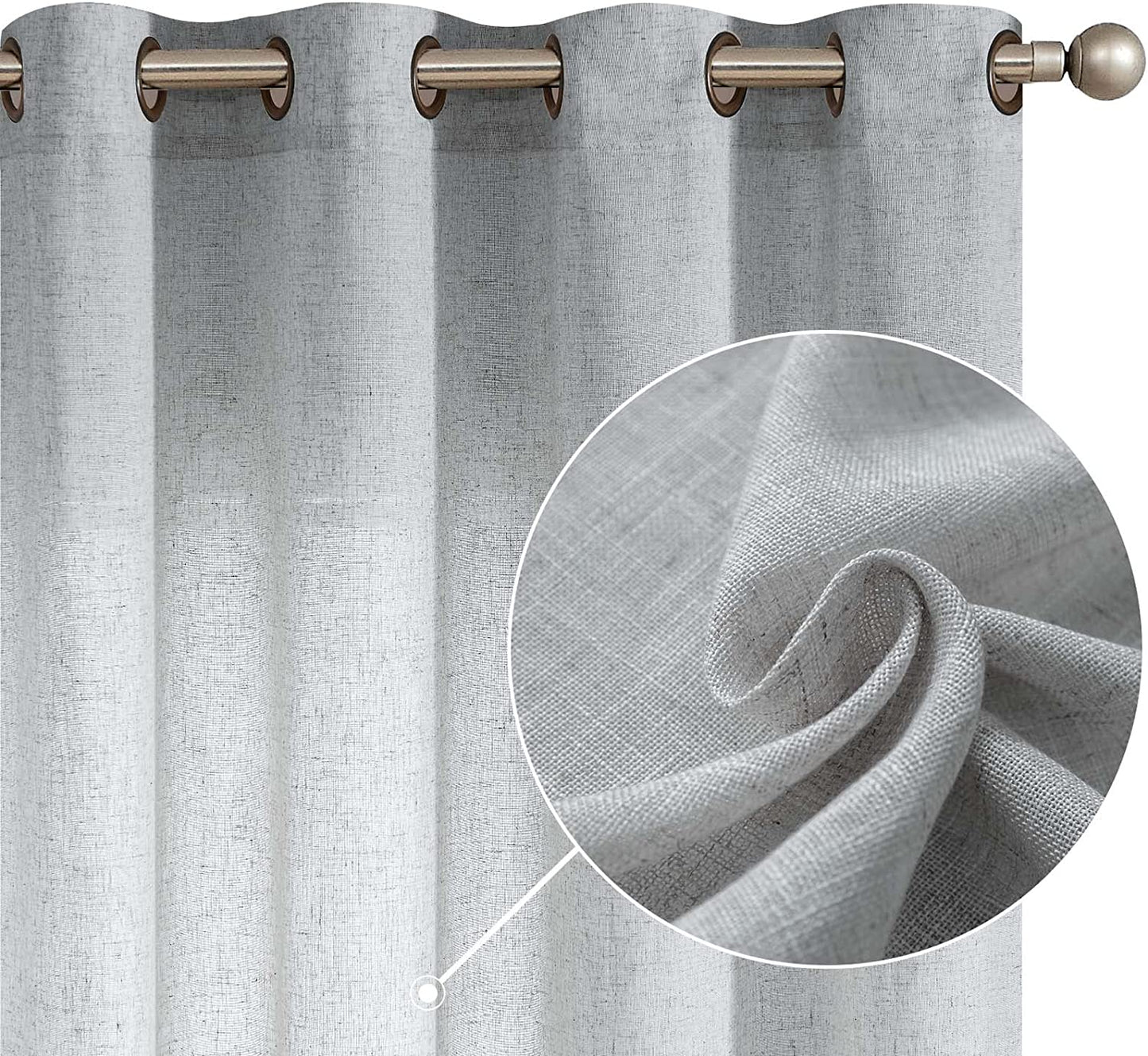Jinchan Linen Beige Curtain 100 Inch Extra Wide for Patio Sliding Glass Door Room Divider Farmhouse Grommet Top Light Filtering Window Drape for Bedroom 100X84 Crude 1 Panel  CKNY HOME FASHION *Grey W50 X L63 