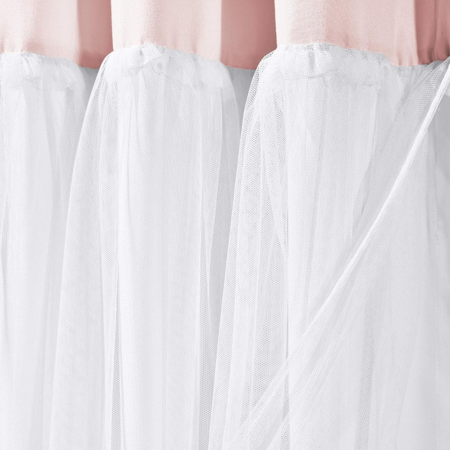 Lush Decor Tulle Skirt Colorblock Shower Curtain, 72" X 72", Blush & White