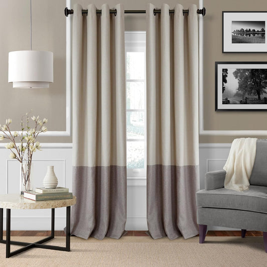 Elrene Home Fashions Braiden Color-Block Blackout Window Curtain, Single Panel, 52 in X 84 in (1 Panel), Linen  Elrene Home Fashions Linen 52" X 95" (1 Panel) 