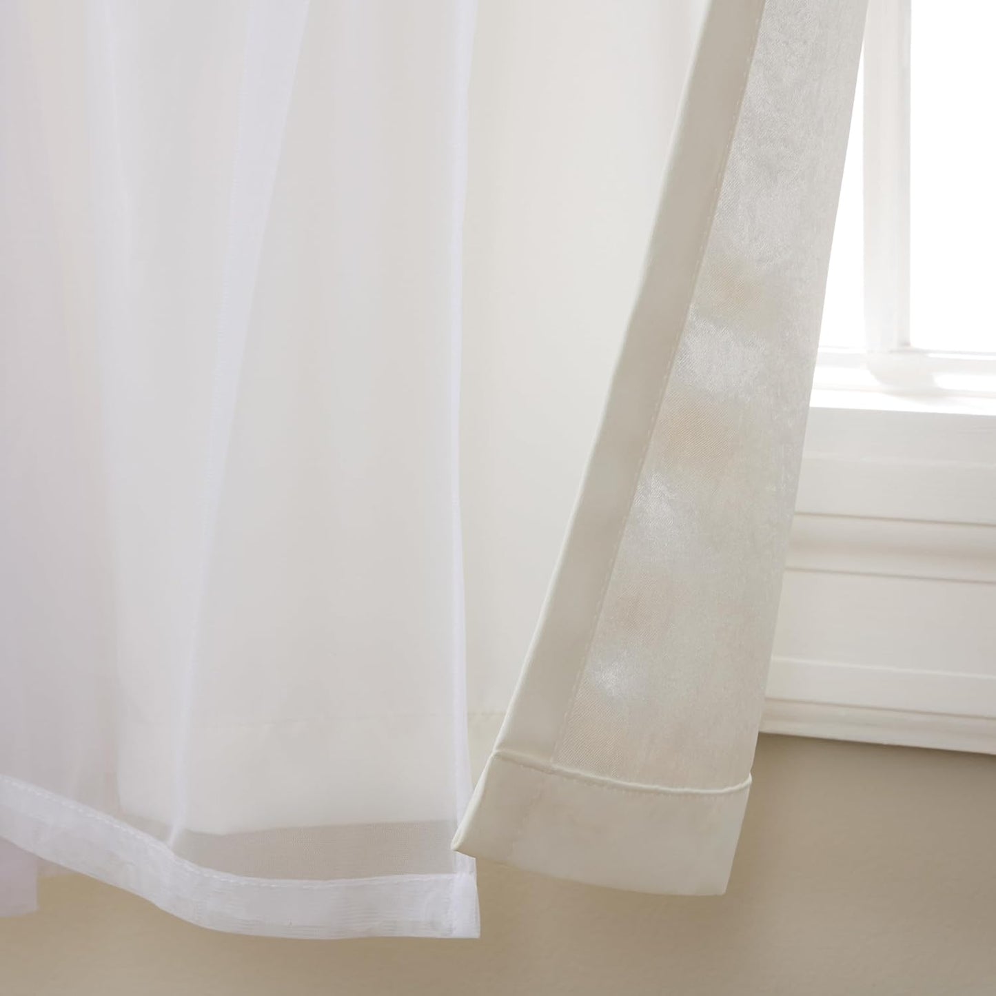 EH8256-09 2-84G Catarina Layered Solid Blackout and Sheer Window Curtain Panel Pair with Grommet Top, 52X84, Winter White, 2 Piece  Exclusive Home Curtains   