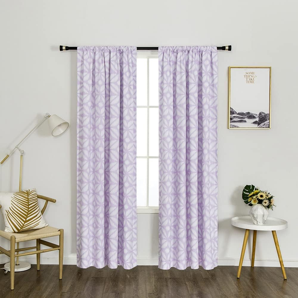 Merryfeel 100% Blackout Window Curtain Panels, Polycotton Rod Pocket and Back Tab Curtains for Bedroom Kids Room - Printed Thermal Insulated Room Darkening Drapes, 2 Panels (42" W X 84" L) – Purple  Qingdao Mctex Clothing Corp.,Ltd Purple 42" W X 84" L ,2 Panels 