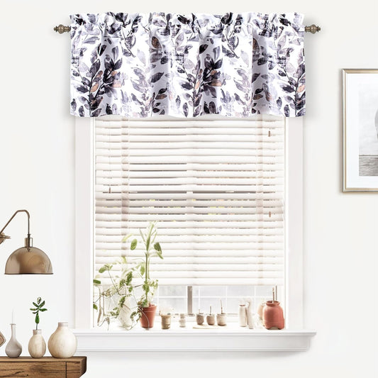 Driftaway Jolie Branches Leaves Botanical Printed Blackout Thermal Insulated Window Curtain Valance Rod Pocket 52 Inch by 18 Inch plus 2 Inch Header Natural
