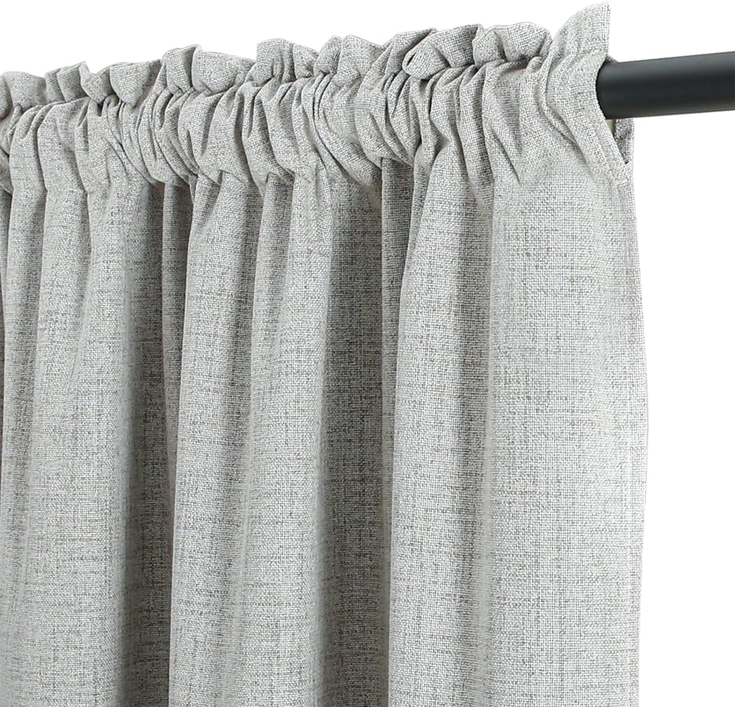 Topfinel Blackout Curtains,Linen 100% Black Out Curtains for Bedroom,Textured Thermal Insulated Window Curtains Drapes for Living Room 84 Inch Rod Pocket,Energy Efficient Curtains,2 Panels Set,Natural  Top Fine Light Grey 52'' X 96'' 