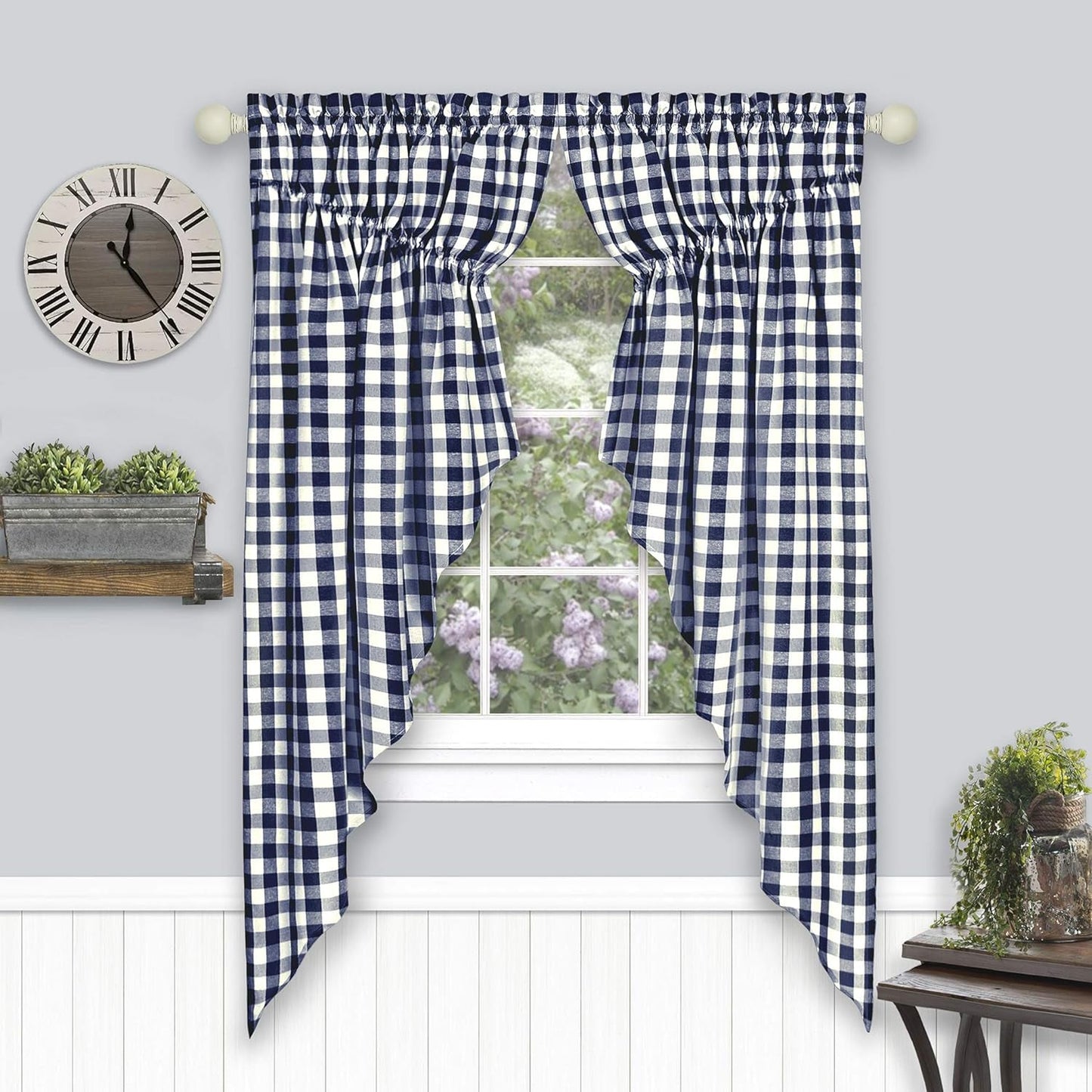 Goodgram 2 Pack Country Farmhouse Plaid Gingham Check Swag Valance Curtain Panels- Assorted Colors (Burgundy)