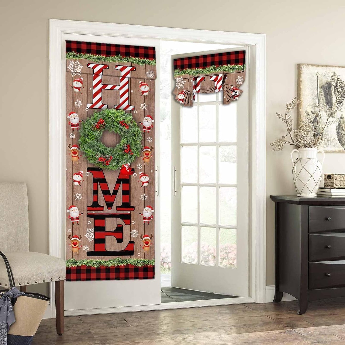 BEMIGO Door Curtains for Door Windows, Vintage Wooden Door Window Curtains for French Glass Door, Privacy Thermal Insulated Tie up Door Shades, Farmhouse Colorful Small Window Curtains 26 X 42 Inch  BEMIGO Red Brown 70.00" X 26.00" 