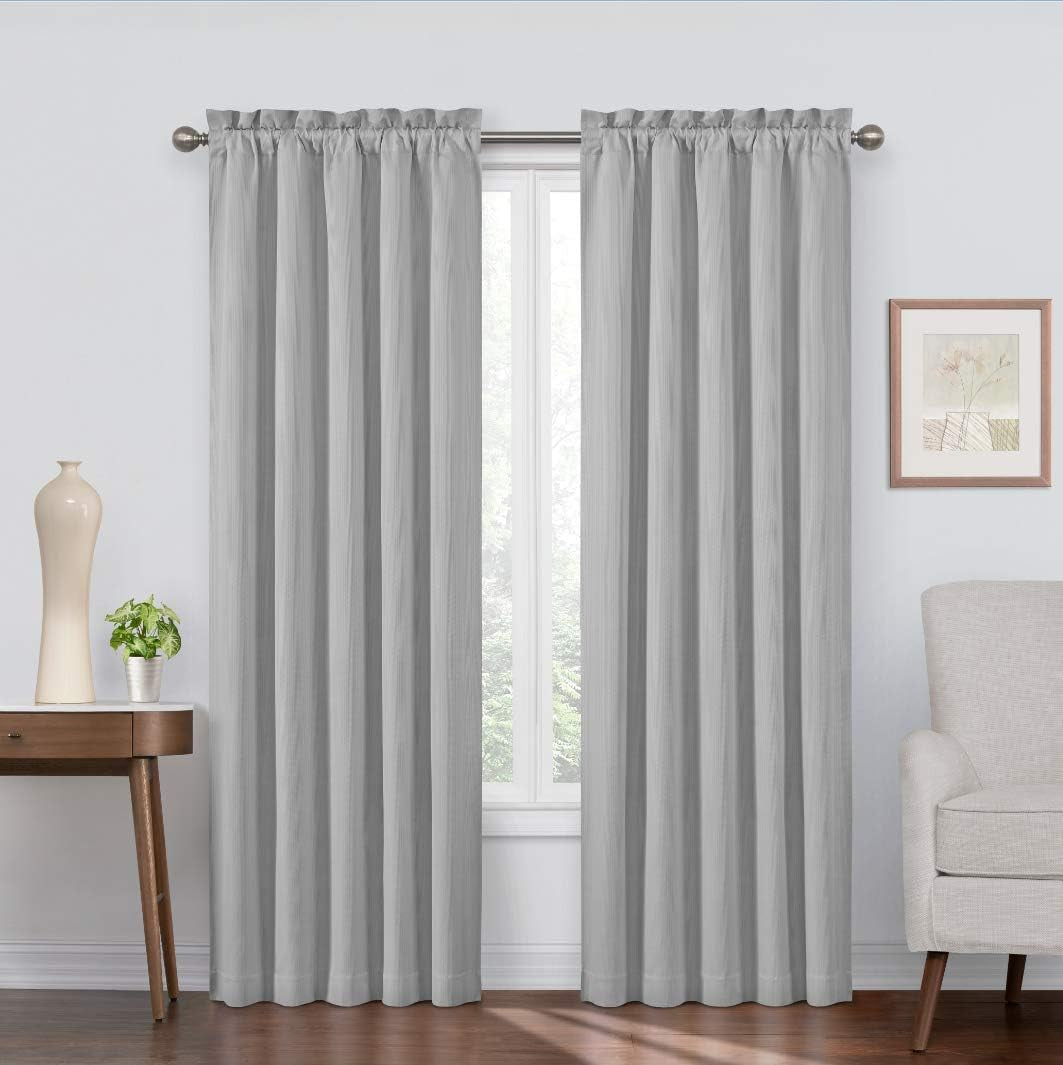 ECLIPSE Corinne Modern Blackout Thermal Rod Pocket Window Curtain for Bedroom or Living Room (1 Panel), 42" X 63", Grey  Keeco LLC Pale Grey 42 In X 63 In 