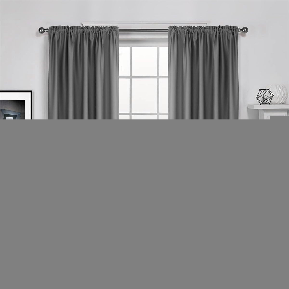 Dreaming Casa Solid Room Darkening Blackout Curtains for Bedroom Draperies Window Treatment Grey Rod Pocket 2 Panels 52" W X 96" L  Dreaming Casa Grey 2X(72" W X 63" L) 