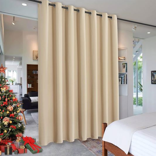 RYB HOME Wall Divider Curtain for Living Room, Noise Reduction Privacy Curtain with Anti-Rust Grommet Top Blackout Curtain for Bedroom/Kids Room, 7 Ft Tall X 8.3 Ft Wide, Cream Beige, 1 Pack  RYB HOME   
