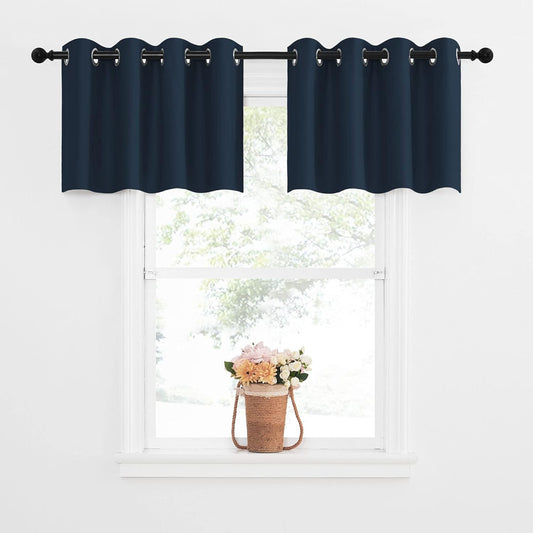 NICETOWN Bathroom Curtain Window Valance - Blackout Thermal Insulated Grommet Top Small Curtain Tier Window Topper for Living Room/Bedroom/Kitchen, 52W X 18L 1.2 Inches Header, 1 PC, Navy