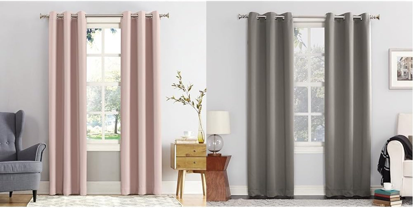 Sun Zero Easton Energy Saving Blackout Grommet Curtain Panel, 40" X 84", Blush Pink  Sun Zero Blush Pink+ Grey 40" X 84" 
