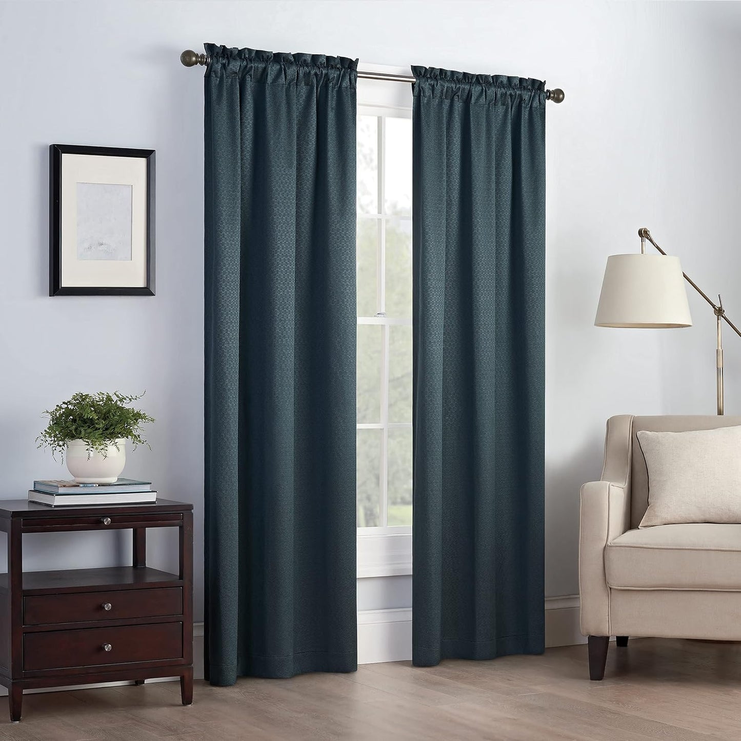 Eclipse Canova Thermal Insulated Single Panel Rod Pocket Darkening Curtains for Living Room, 42 in X 63 In, CHARCOAL  Keeco LLC Forest 42 In X 63 In 