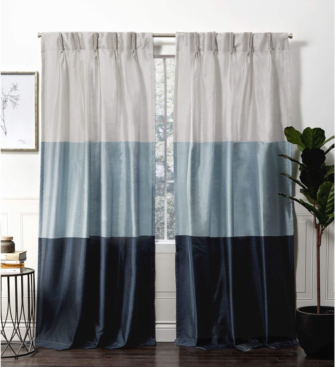 Exclusive Home Curtains Chateau Light Filtering Pinch Pleat Curtain Panels, 96" Length, Blush, Set of 2  Exclusive Home Curtains Indigo 27X84 