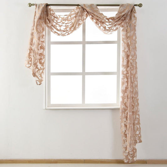 NAPEARL Scarf Valance, European Style Jacquard Window Scarf, Decorative Sheer Curtain for Wedding Arch, Canopy Bed, Headboard, Gazebo, 1 Panel (Wide 54 in X Long 216 In, Beige)