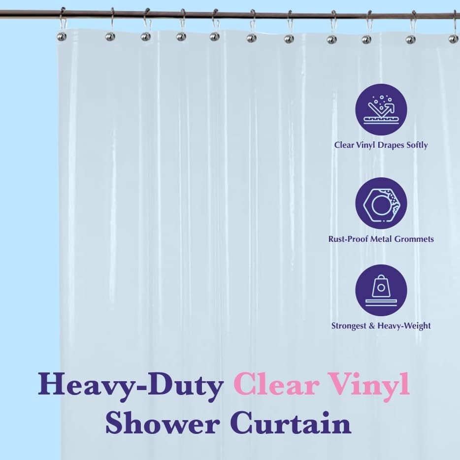 Epica Strongest Heavy-Duty Clear Vinyl Shower Curtain Liner –72 Inches X 72 Inches (Clear)