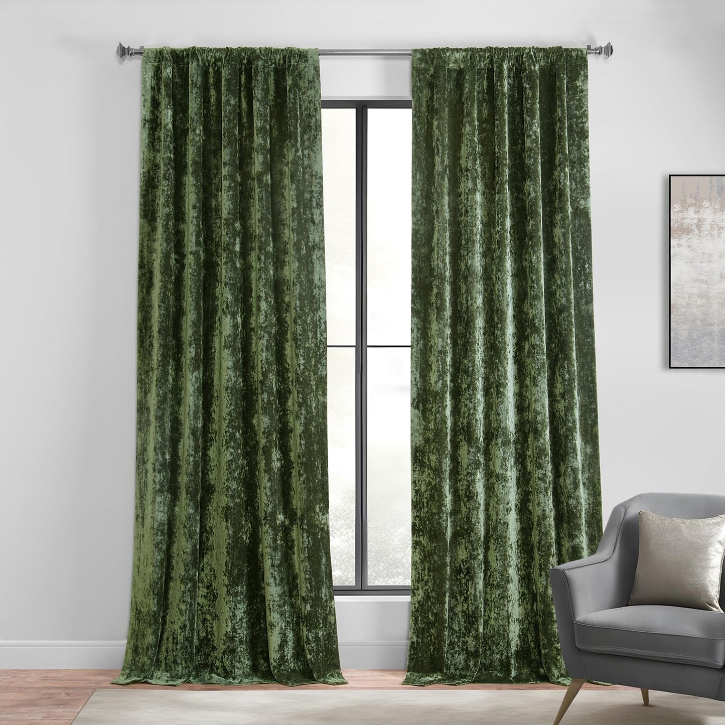 HPD Half Price Drapes Lush Crush Velvet Curtains - Room Darkening Curtain 96 Inches Long for Bedroom & Living Room, Luxury Look, Rod Pocket Design, (1 Panel), 50W X 96L, Taupe  Exclusive Fabrics & Furnishings Emerald Green 50W X 108L 