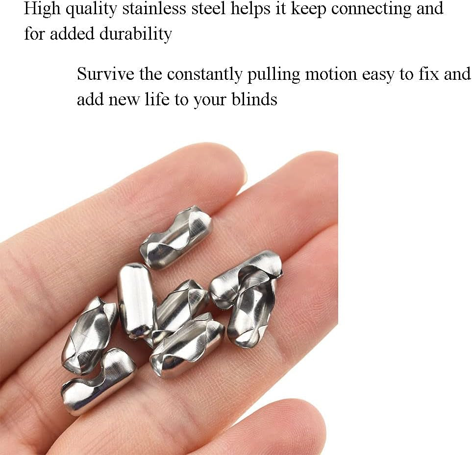 4.5Mm Diameter Vertical Roman Roller Beaded Decent Fix Hide Frayed End Reliable Closure Easily Connect Stainless Steel Blind Ball Chain Connector 15 Pieces for Roller Shades Curtains Blinds