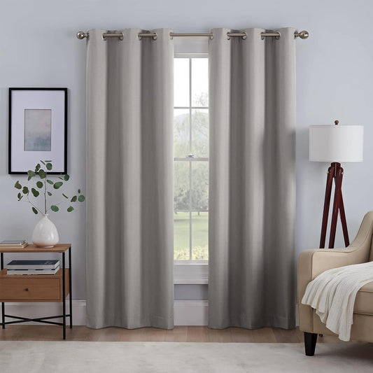 Eclipse Kylie Absolute Zero Blackout Noise Reducing Grommet Lined Window Curtains for Living Room (2 Panels), 37 in X 84 In, Grey  Keeco LLC Grey 37 In X 63 In 