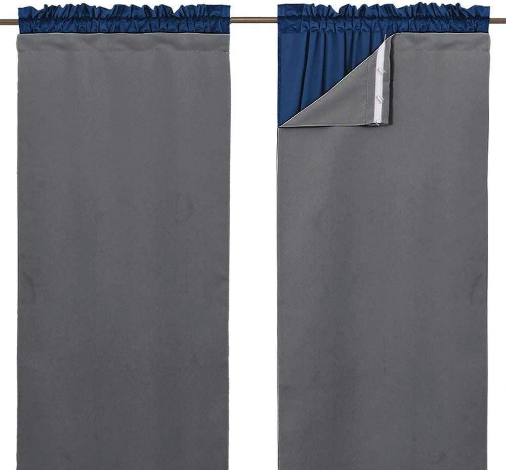 NICETOWN Thermal Insulated Blackout Liner - Blackout Curtain Liner for 63 Inches Drapes, Light Blocking Curtain Liners, Block Out Curtain Liners, Hooks Included, 2 Panels, 45W by 58L Inches  NICETOWN Grey 2 X W45" X L58" 