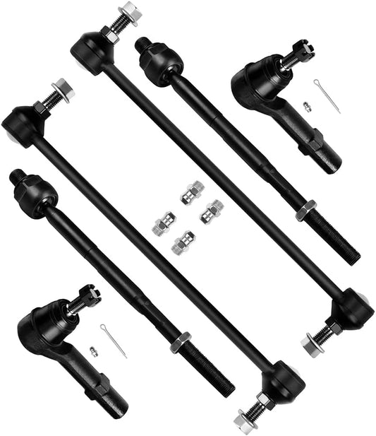 6Pc Set Front Suspension Kit Outer Tie Rod End Inner Tie Rod End Sway Bar Replacement for Buick Enclave,For Chevrolet Traverse,For GMC Acadia,For Saturn Outlook