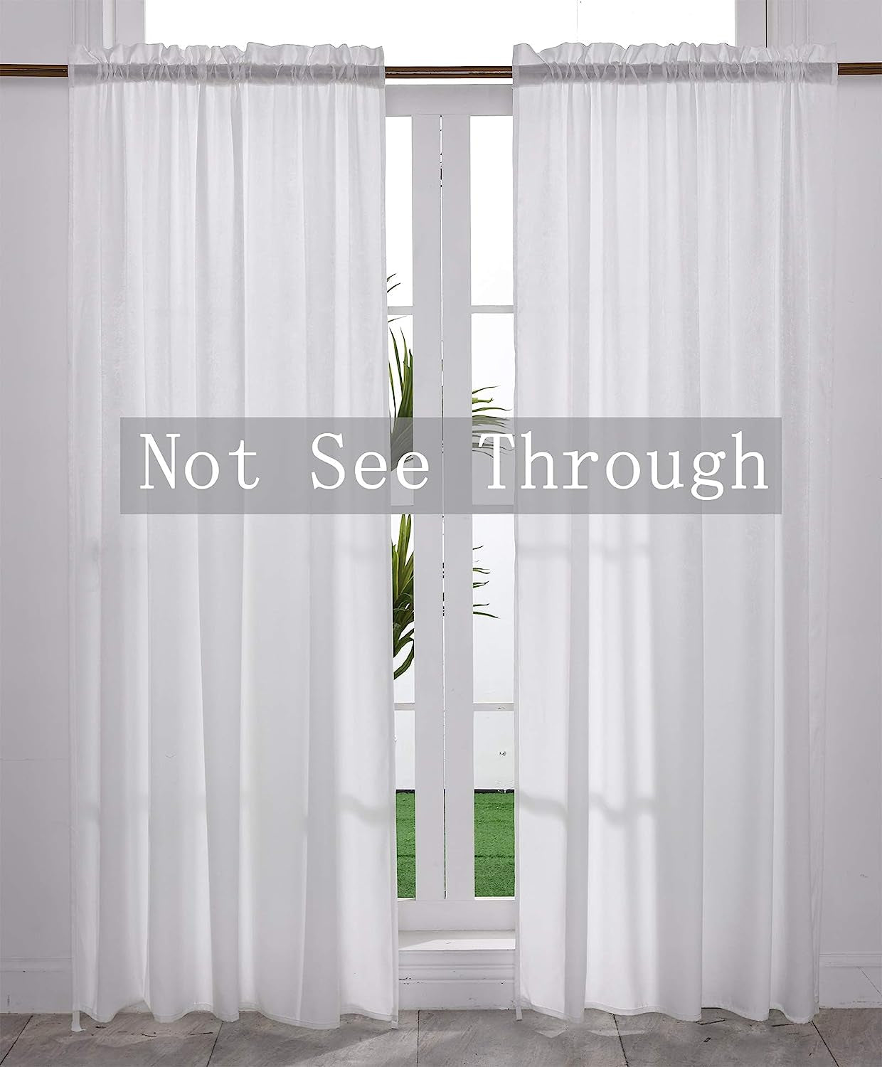 Yancorp Non-See-Through Velvet Opaque Privacy Curtains 2 Panels Drapes for Living Room Bedroom Doorway Divider Semi Sheer Curtain Kithen Window Panels (White, W52 Xl84)  Yancorp   