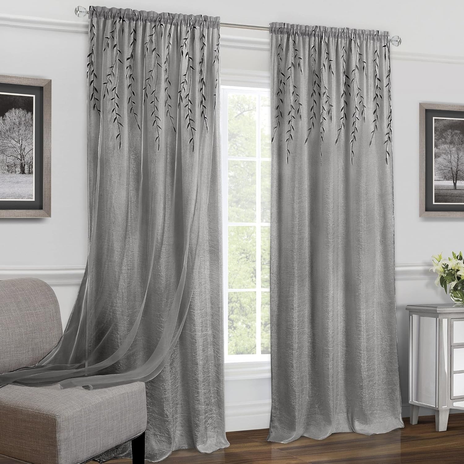 Light Filtering Rod Pocket Panel Window Curtain - 84 Inch Length, 42 Inch Width - Grey - Room Darkening & Machine Washable Soft Polyester Drapes for Bedroom Living & Dining Room by Achim Home Decor  Achim Home Furnishings Grey 42X84 