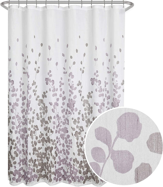 Maytex Sylvia Printed Faux Silk Fabric Shower Curtain, Purple, 70 X 72 Inches