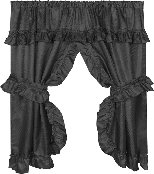 Carnation Home Fashions FWCD-L/16 Lauren Window Curtain with Ruffled Valance, Black  Carnation Home Fashions Black  