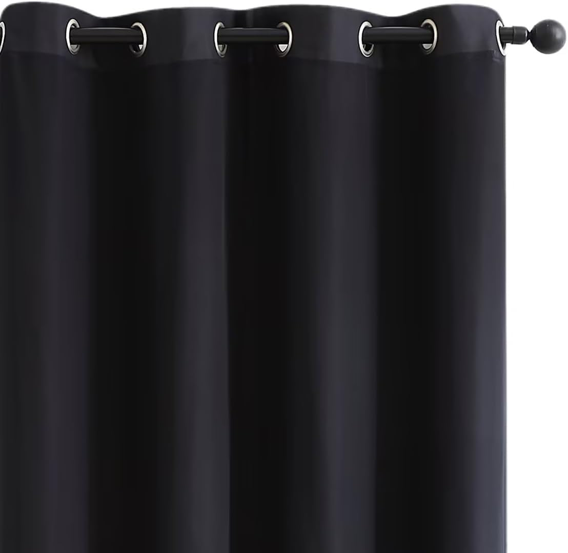 Mix and Match Blackout Curtains - Bedroom Solid Black Full Blackout Window Panels & Black Chiffon Sheer Curtains Thermal Insulated Drapes for Living Room, Grommet, 52" W X 63" L, Set of 4  Purainbow   
